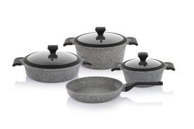 SCHAFER ADRİAN DÖKÜM TENCERE SETİ -7 PARÇA-GRİ - SCHAFER