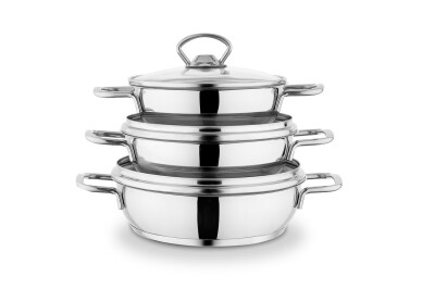 SCHAFER COOKHAUS ÇELİK SAHAN SETİ-6 PRÇ.-GÜMÜŞ - SCHAFER